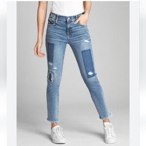 Gap True Skinny Jeans Light Wash Patchwork